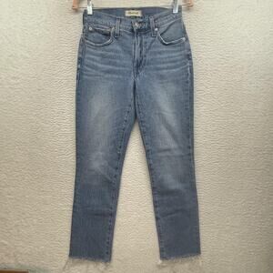 Madewell Jeans Womens 24 Blue Mid Rise Perfect Vintage Raw Hem Made USA NA8924